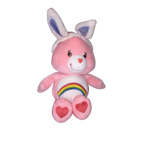 Vintage Care Bears Cheer Bear Wearing Easter Bunny Ears - Plush Vintage Toy - Picture 1 of 6